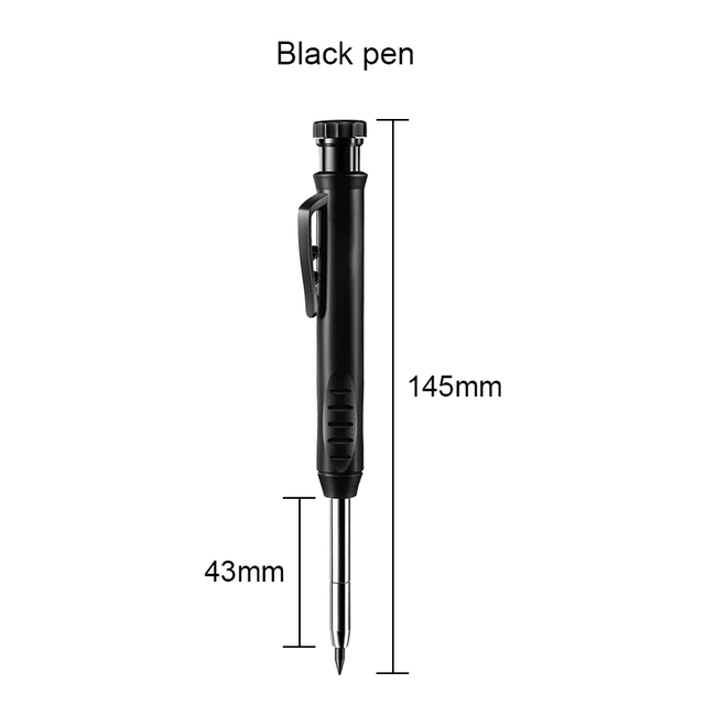 Solid Carpenter Pencil and Built-in Sharpener with Refill Leads for Deep Hole Mechanical Pencil Marker Marking Woodworking Tools