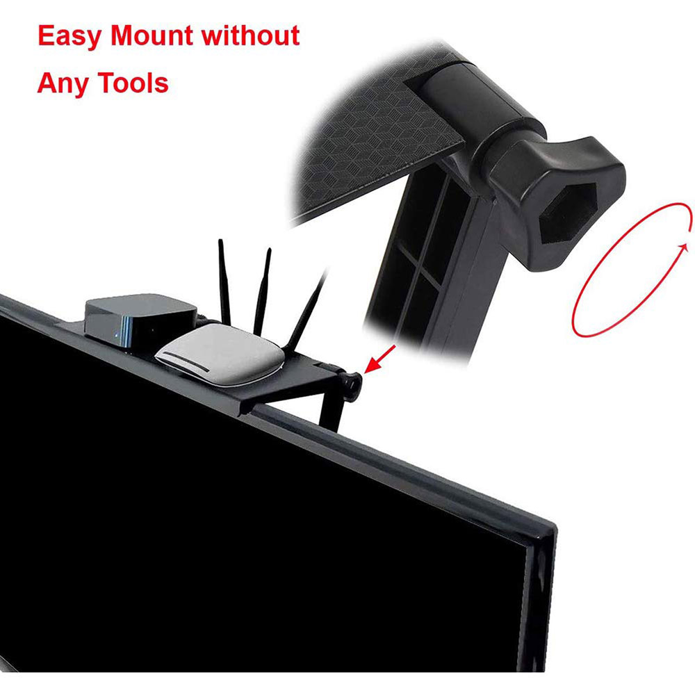Adjustable TV Screen Top Shelf Organizer Bracket Stand Monitor Top Shelf Storage Holder for Media Boxes, Router, Game Console