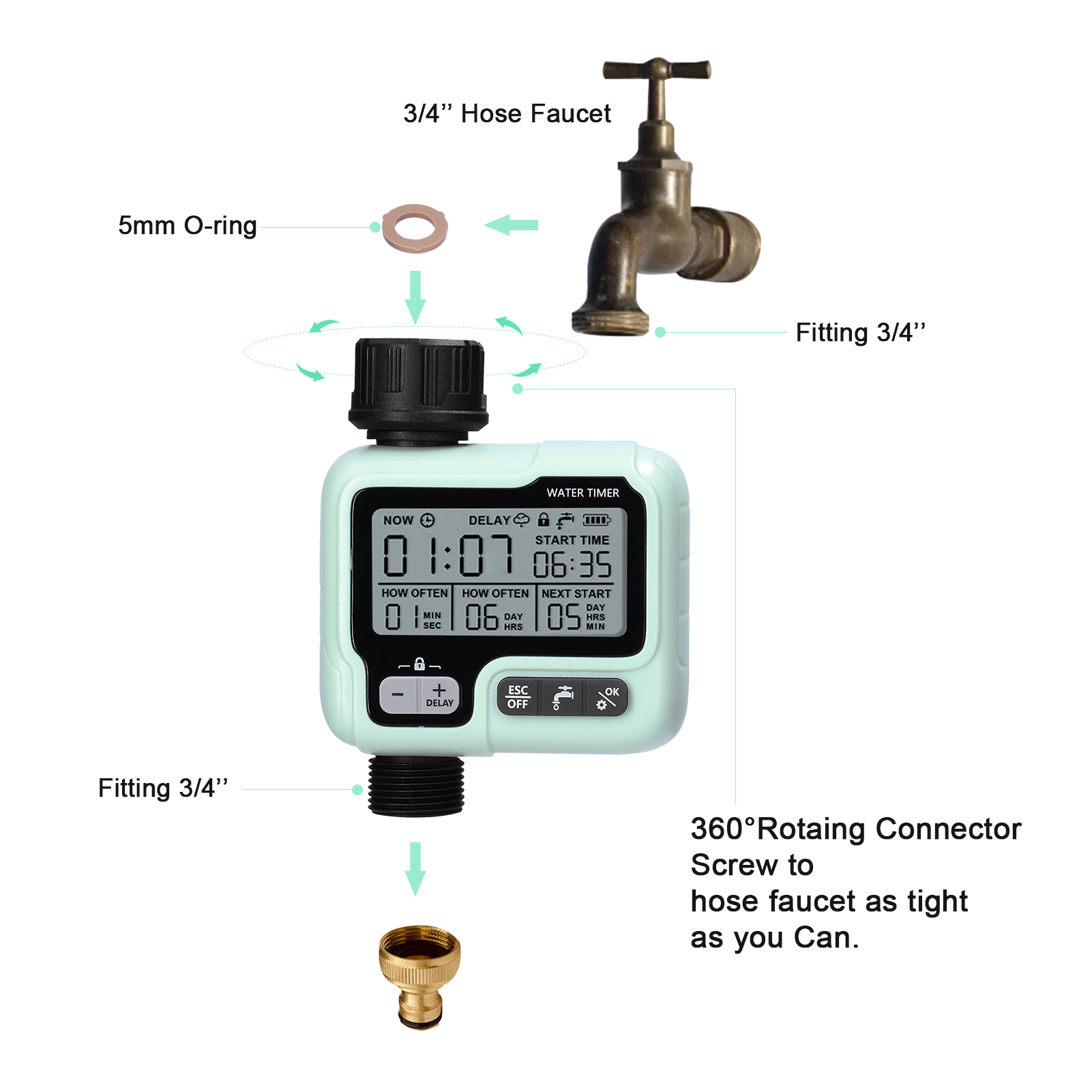 IPX5 Waterproof Intelligent Automatic Irrigator Controller Home Garden Water Timer Automatic Drip Irrigation System Controller
