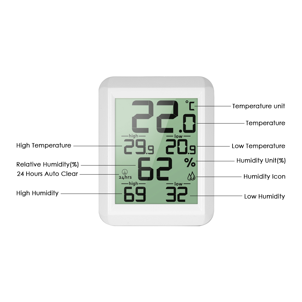 Mini LCD Digital Indoor Thermometer Hygrometer Room &deg;C/&deg;F Temperature Humidity Monitor Gauge Thermo-Hygrometer with Back Stand