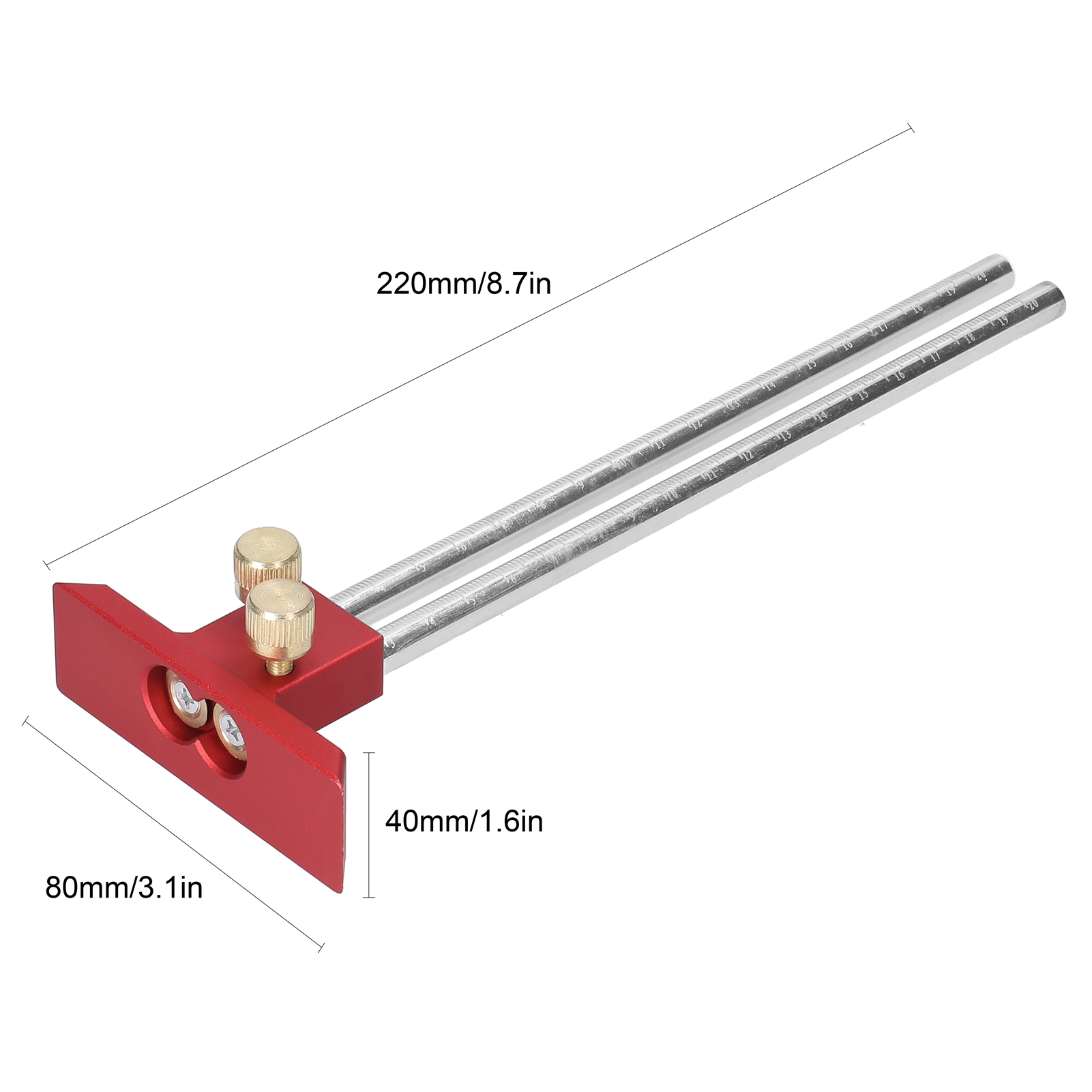 Scriber Ruler Woodworking Double Head Scriber Ruler 0-200mm Wood Marking Gauge Mortise Scribe Tool for Carpenter