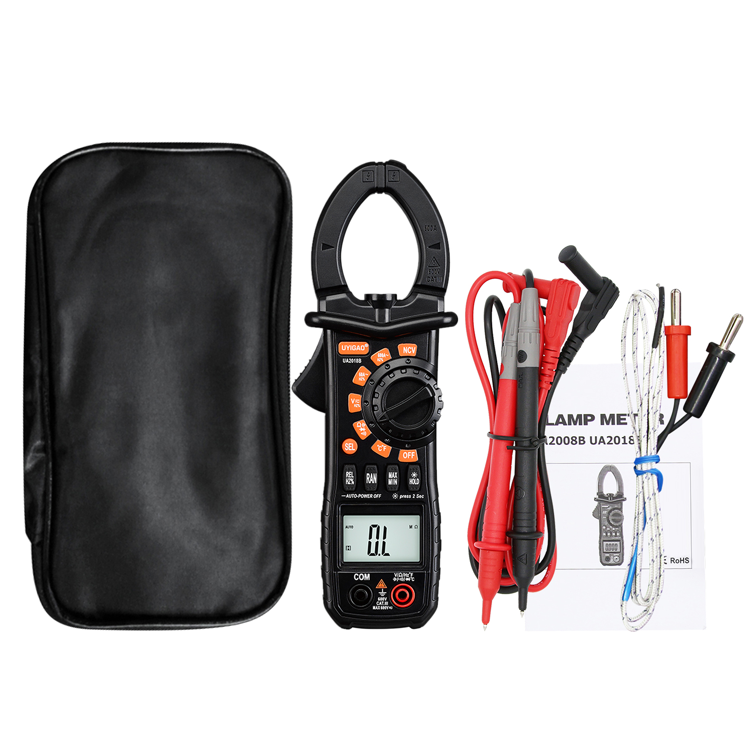 UA2018B Clamp Meter Clamp Multimeter Range AC/DC Voltage AC Current Resistance Frequency Measure Diode Hz Tester