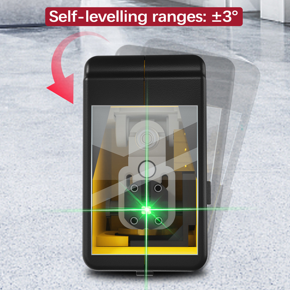Green/Red Light 2 Line Laser Level Vertical Horizontal Line High-precision 3° Self-leveling Function Laser Level for Door Window