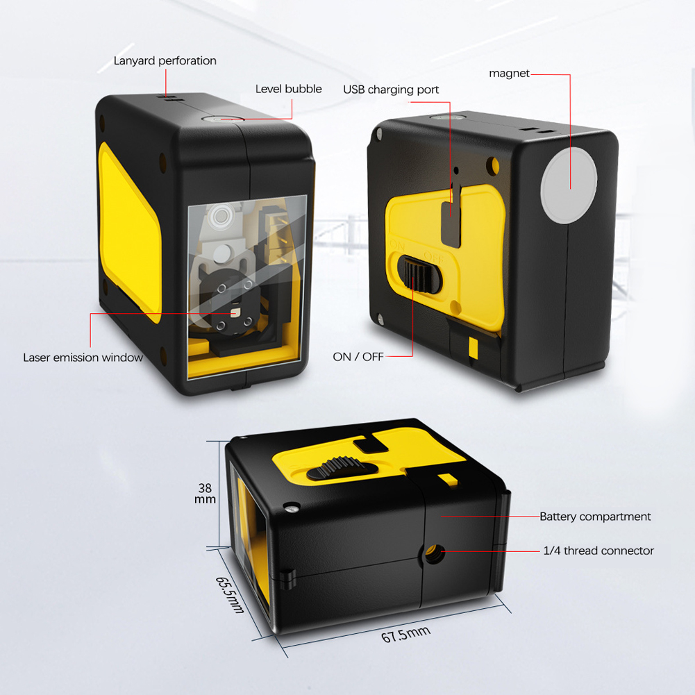 Green/Red Light 2 Line Laser Level Vertical Horizontal Line High-precision 3° Self-leveling Function Laser Level for Door Window