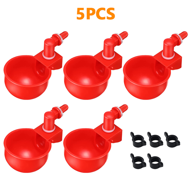 5/10PCS Automatic Poultry Waterers Chicken Drinking Cups Farm Water Feeder Kit with Screws for Chicks Duck Goose Turkey Quail