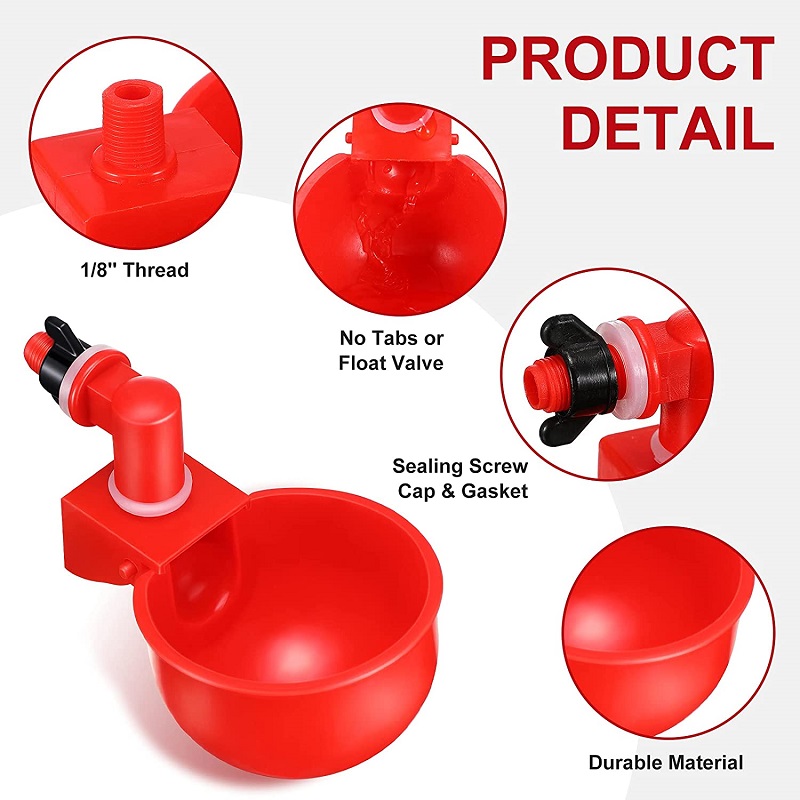 5/10PCS Automatic Poultry Waterers Chicken Drinking Cups Farm Water Feeder Kit with Screws for Chicks Duck Goose Turkey Quail