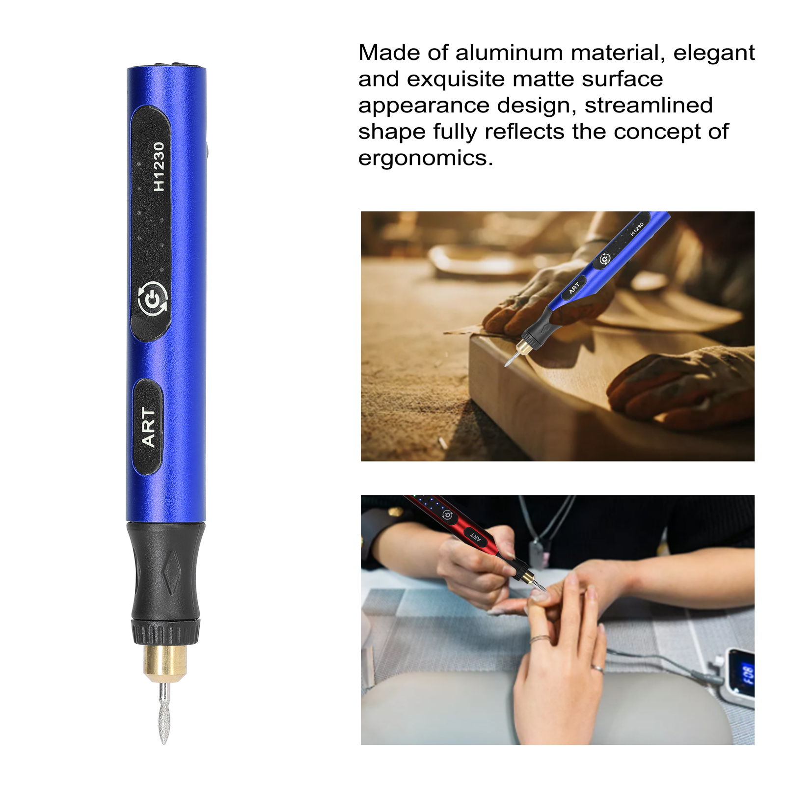 Electric Grinding Pen Nail Art Polishing Machine Metal Lettering Carving Engraving Grinding Device USB 3 Gears of Speeds