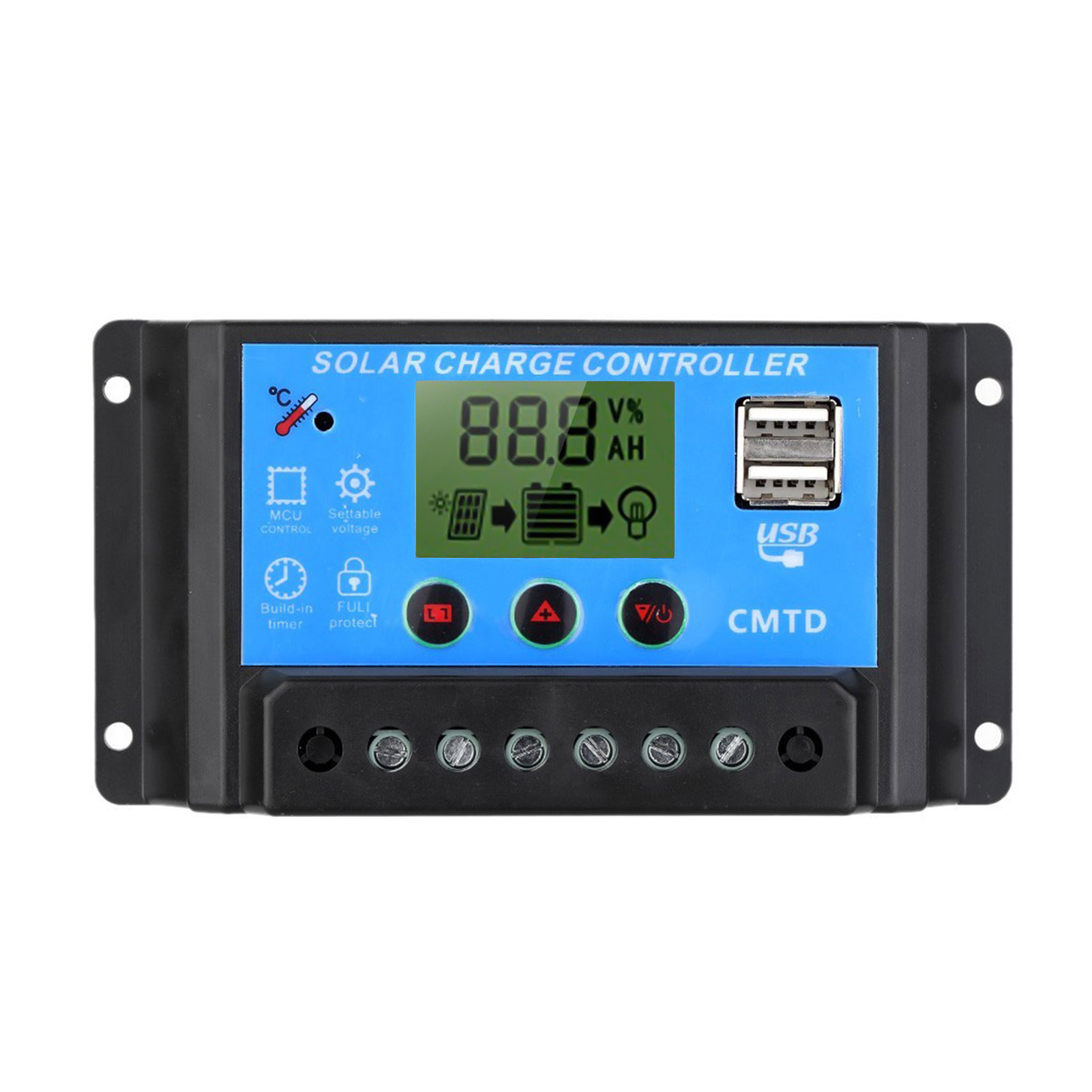 12/24V Solar Charge Controller Dual USB LCD Auto Solar Cell Panel Charger Regulator Dual Output Charge Discharge Controller