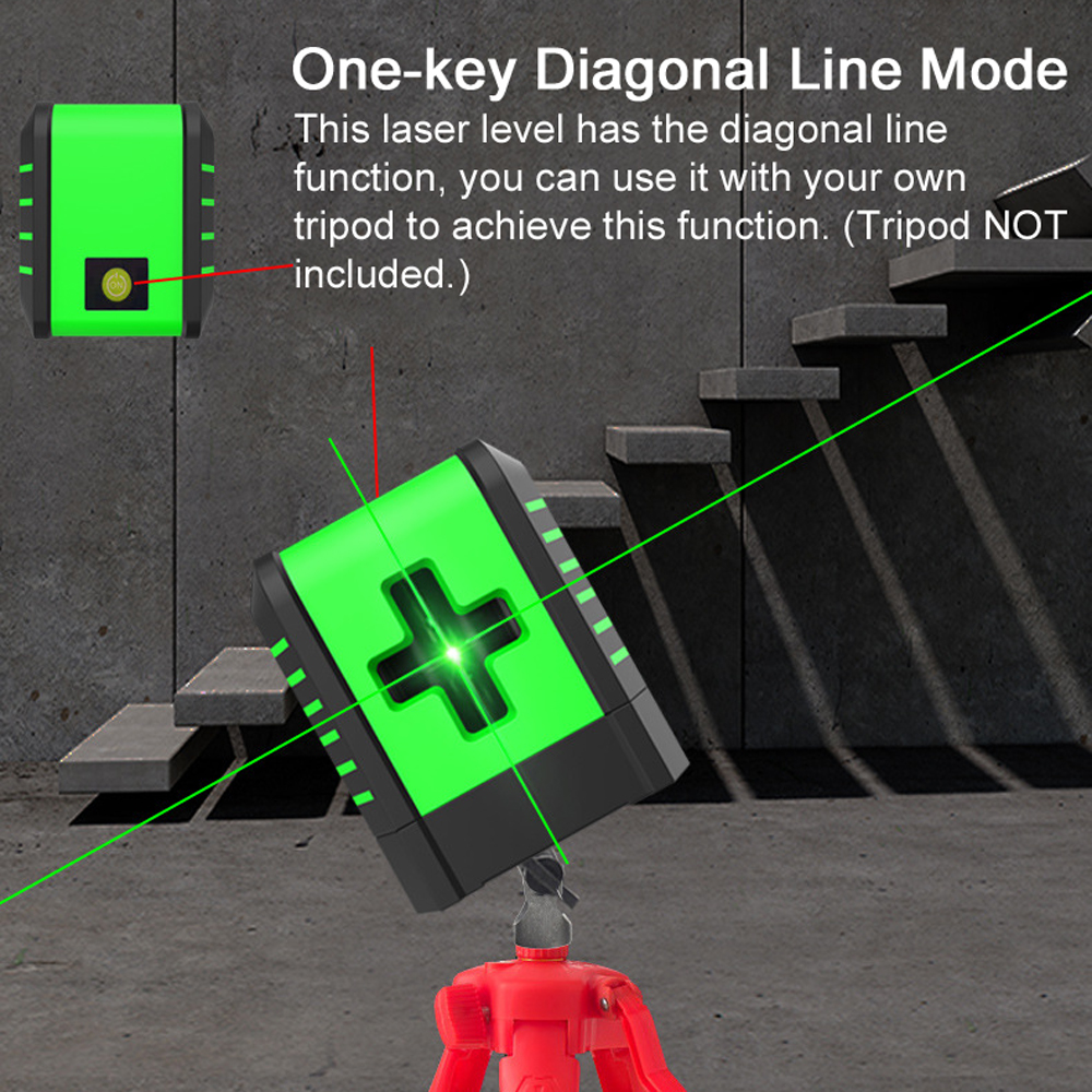 2 Lines Laser Level Leveling Laser 3° Self Levelling Diagonal Line Laser Level for Flooring Tile Layout Door Window Install