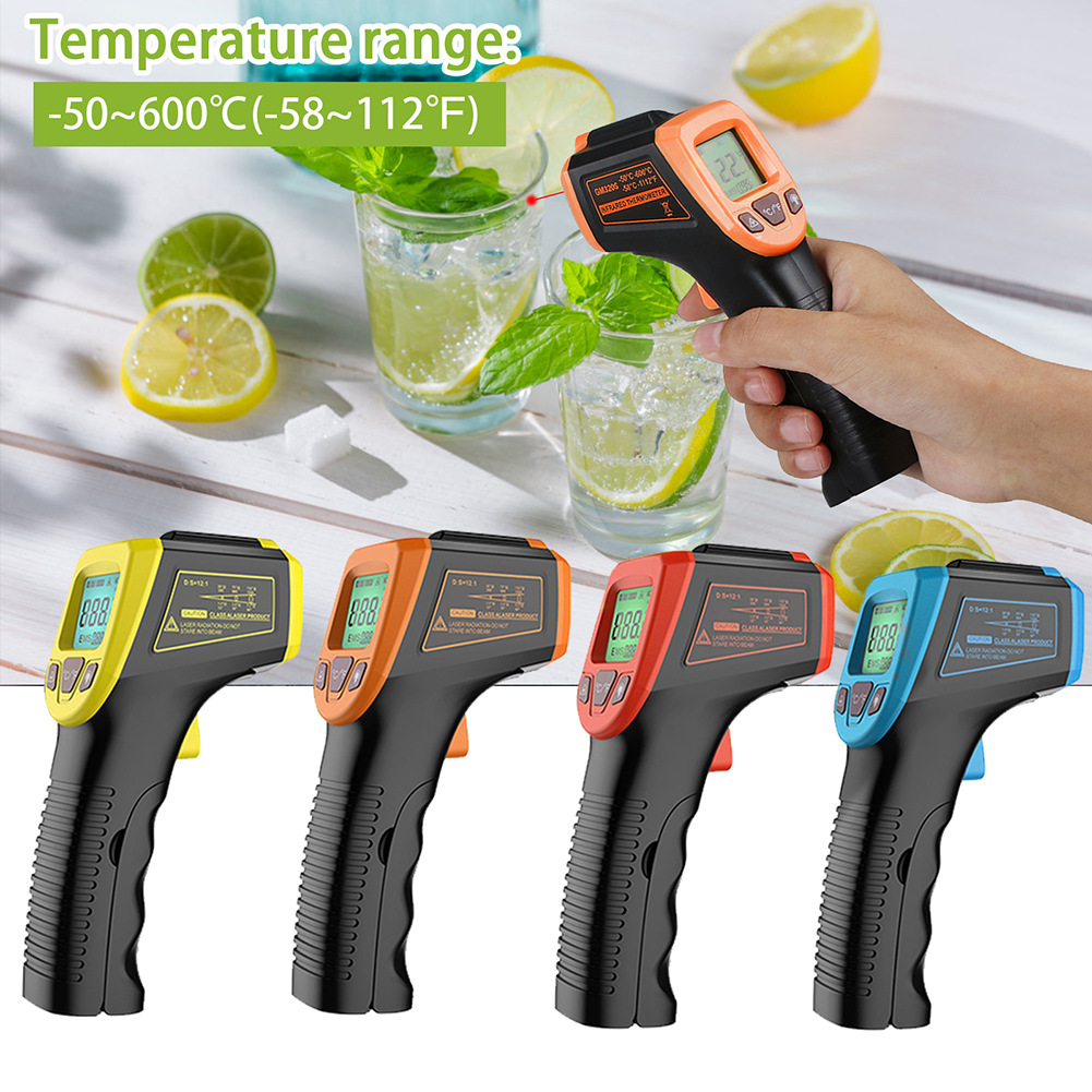 -50 ~ 600℃ Infrared Thermometer Non-Contact Laser Temperature Gun IR Termometro LCD Light Alarm Pyrometer Imager CF Backlight