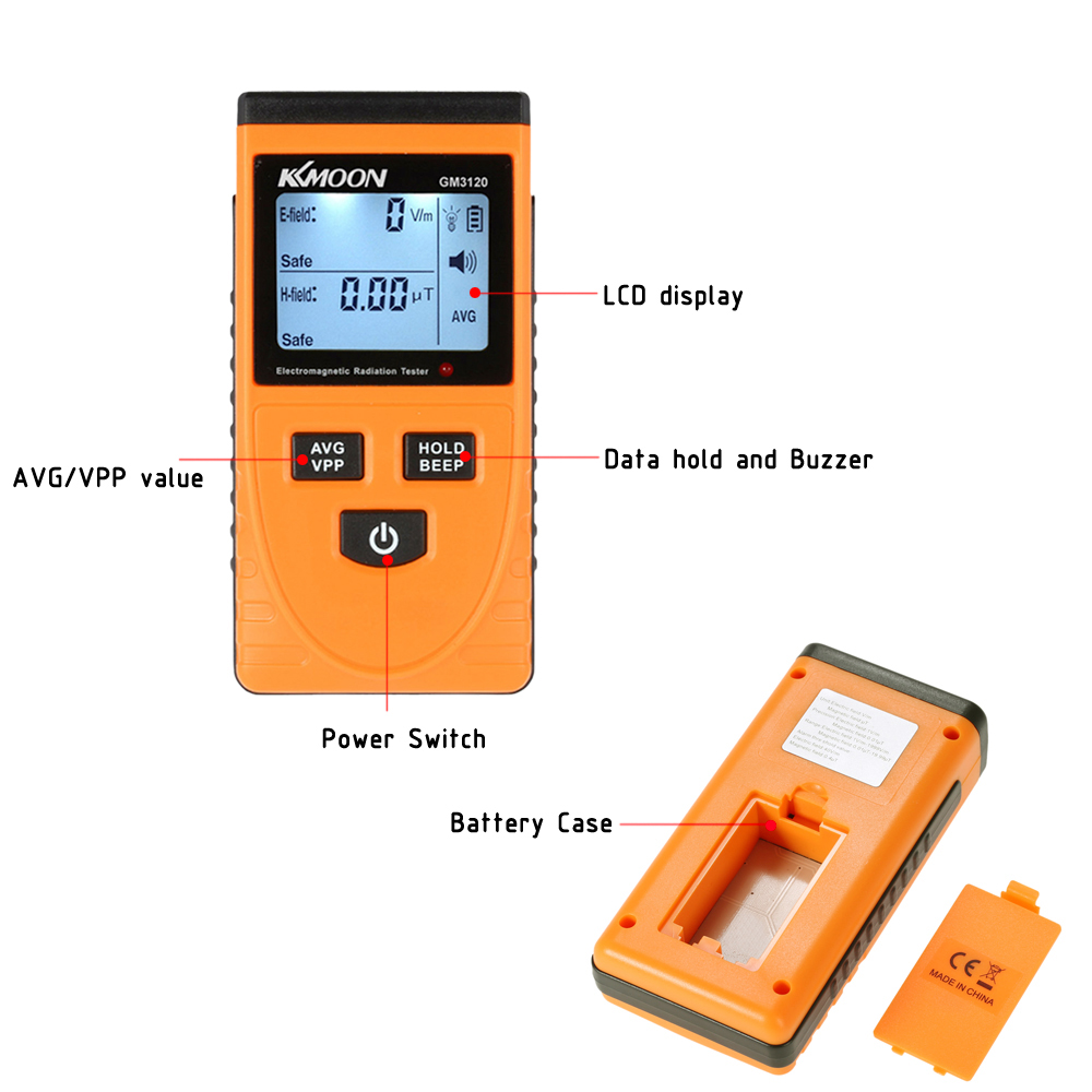 KKmoon GM3120 Digital LCD Electromagnetic Radiation Detector Meter Dosimeter Tester Counter Diagnostic for Radiation