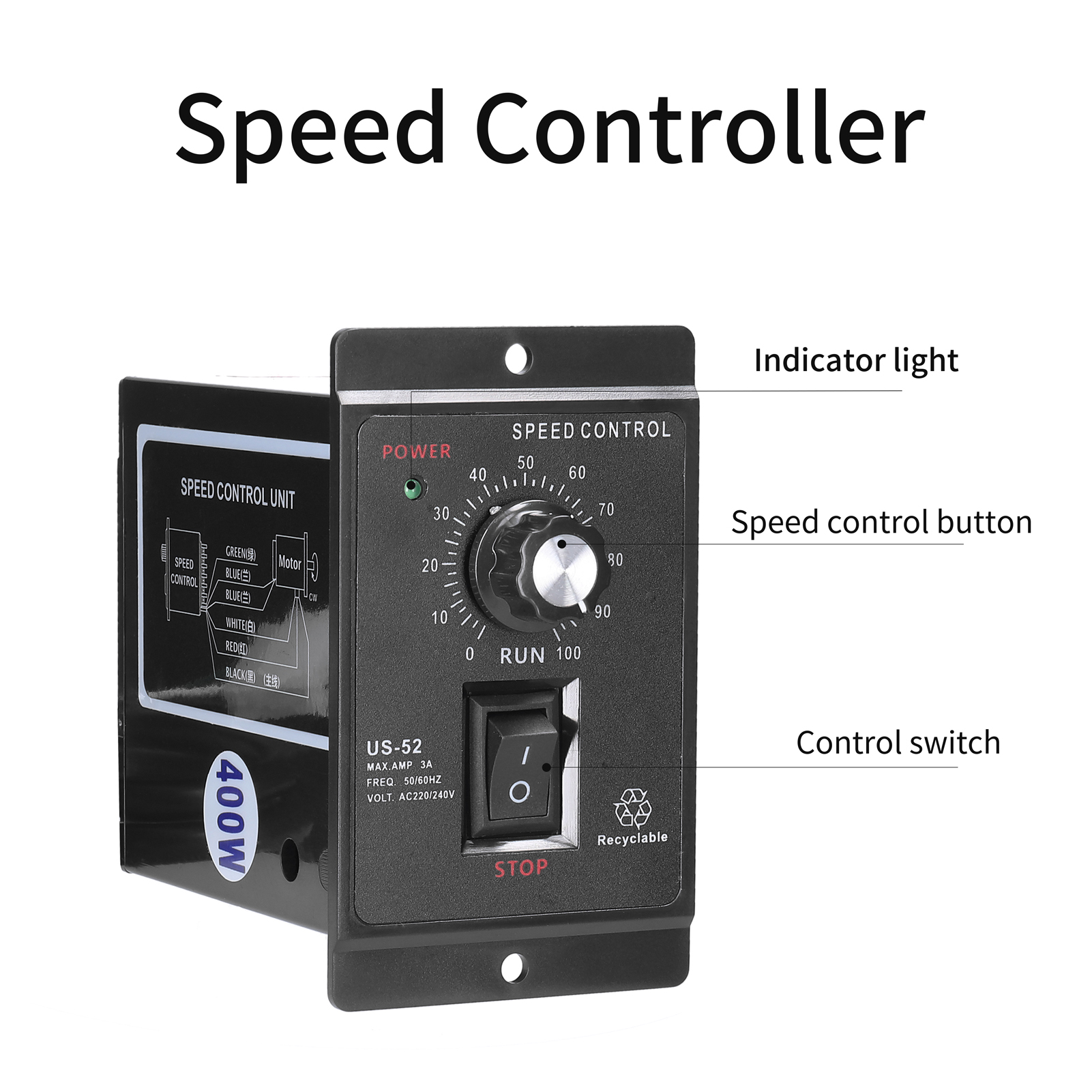 Speed Controller Alternating Current Single-phase Asynchronous Motor Electronic Stepless Speed Regulation Speeds Controller