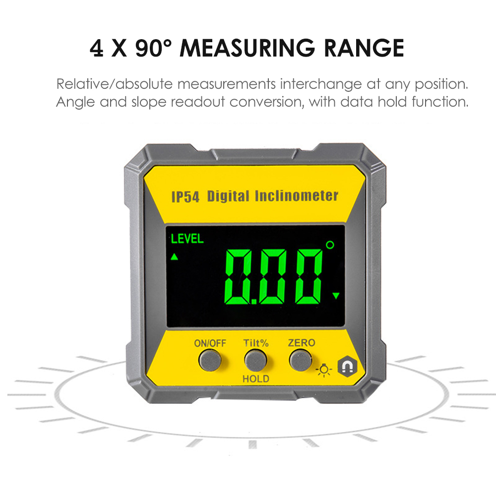 Digital Level Angle Gauge 4*90° Mini Measuring Digital Inclinometer With Magnetic IP54 Electronic Universal Bevel Protractor