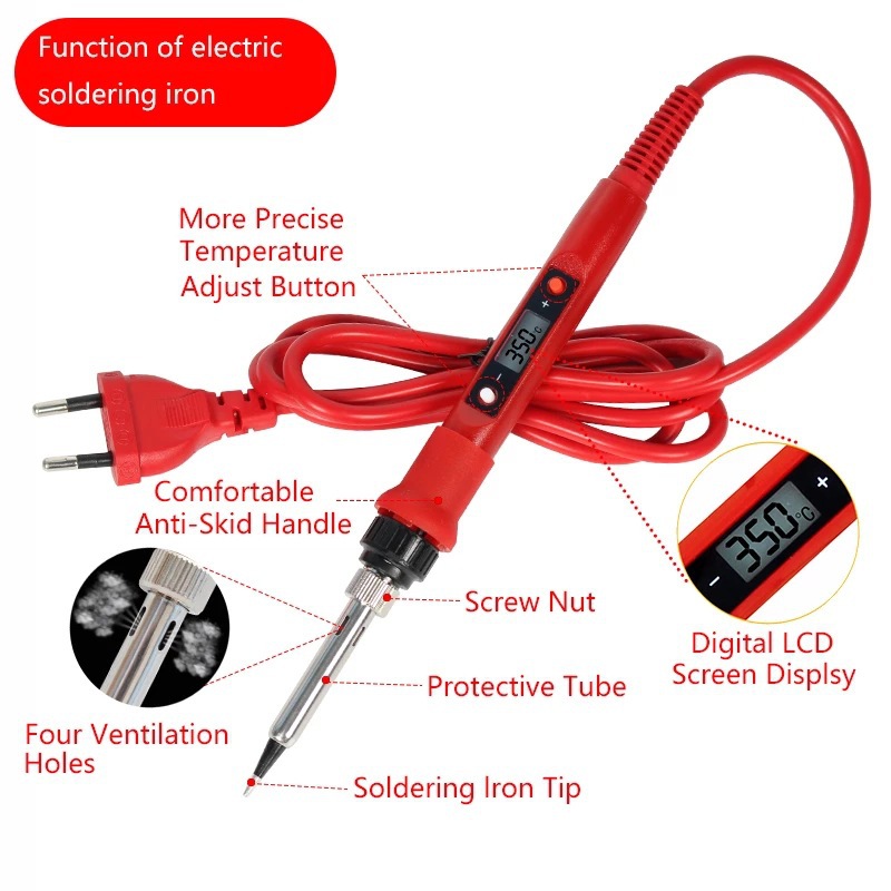 Soldering iron kit adjustable temperature 110V/220V 80W LCD solder welding tools Ceramic heater soldering tips Desoldering Pump