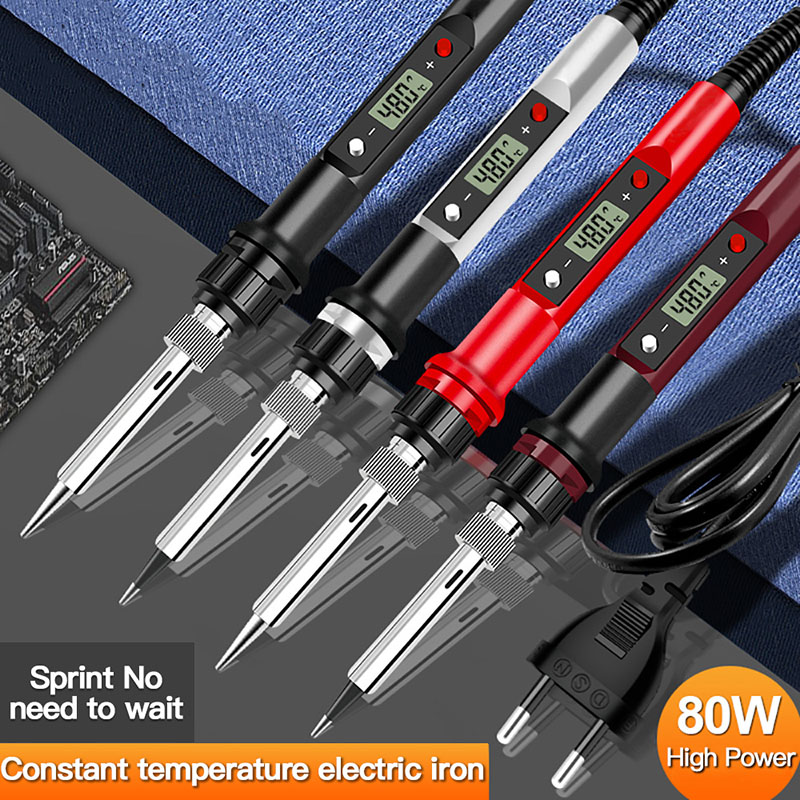 Soldering iron kit adjustable temperature 110V/220V 80W LCD solder welding tools Ceramic heater soldering tips Desoldering Pump