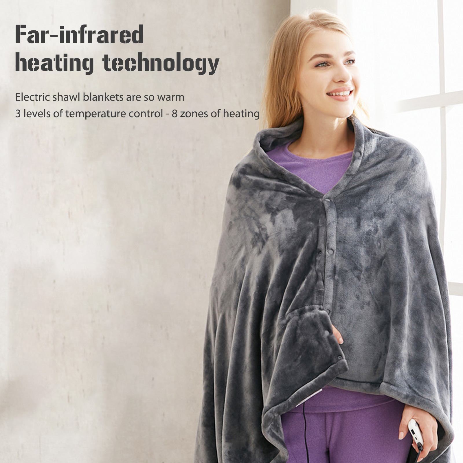 Electric Heated Blankets Coral Fleece Soft Napping Blanket 3-speed Adjustable Double-sided Available Hot Compress Shawl