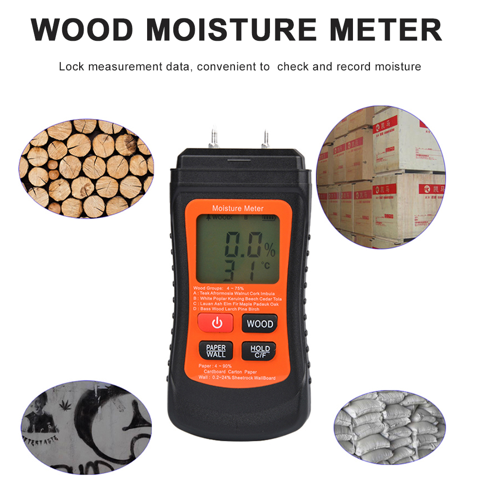 Paper Wall Wood Humidity Tester Hygrometer Two Pins Timber Damp Moisture Meter
