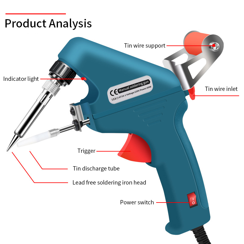 60W Electronic Welding Torch Kit Internal Heat Helping Hand Soldering Iron Set Automatic Tin Feeding Machine Power Repair Tools