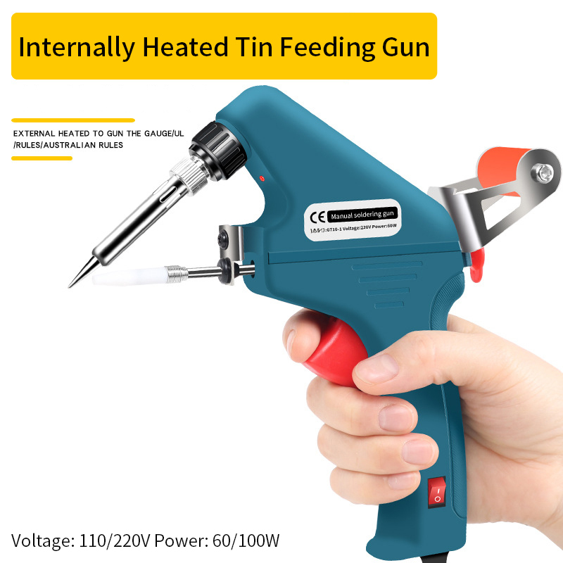 60W Electronic Welding Torch Kit Internal Heat Helping Hand Soldering Iron Set Automatic Tin Feeding Machine Power Repair Tools