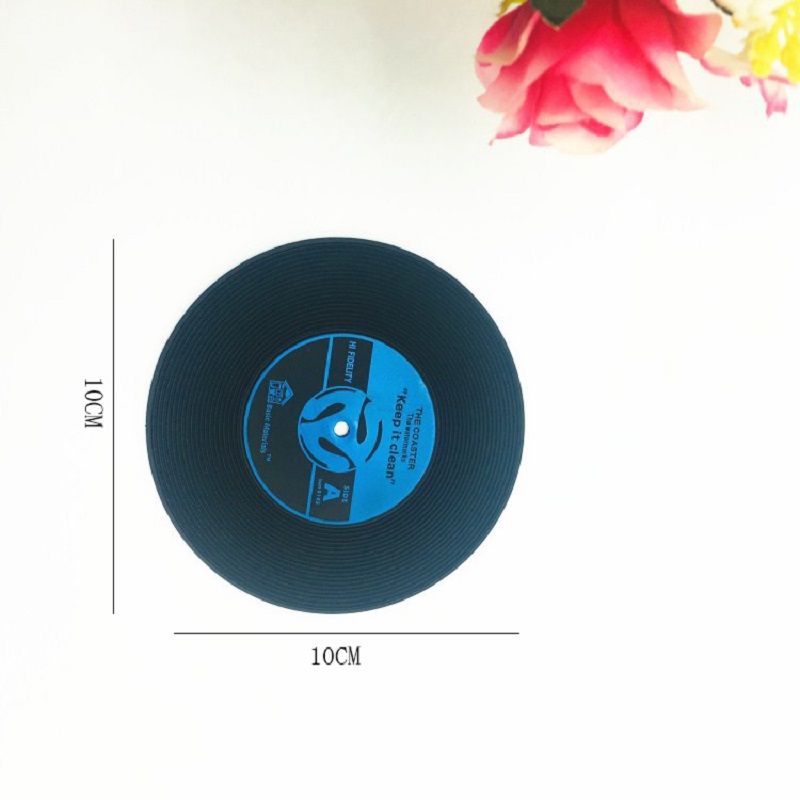 1PC Round Retro CD Creative Record Coaster Kitchen Accessories Heat Resistant Cup Mat Silicone Retro Mug Placemat Coaster Tools Kitchen Gadgets For Glass For Cup