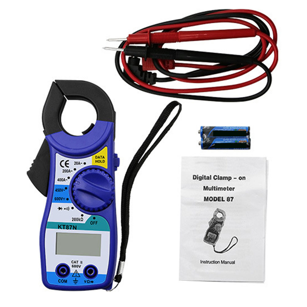 Digital Clamp Meter Multimeter Voltage Tester Measures AC/ DC Voltage AC Current Resistance Continuity Diode with Data Hold