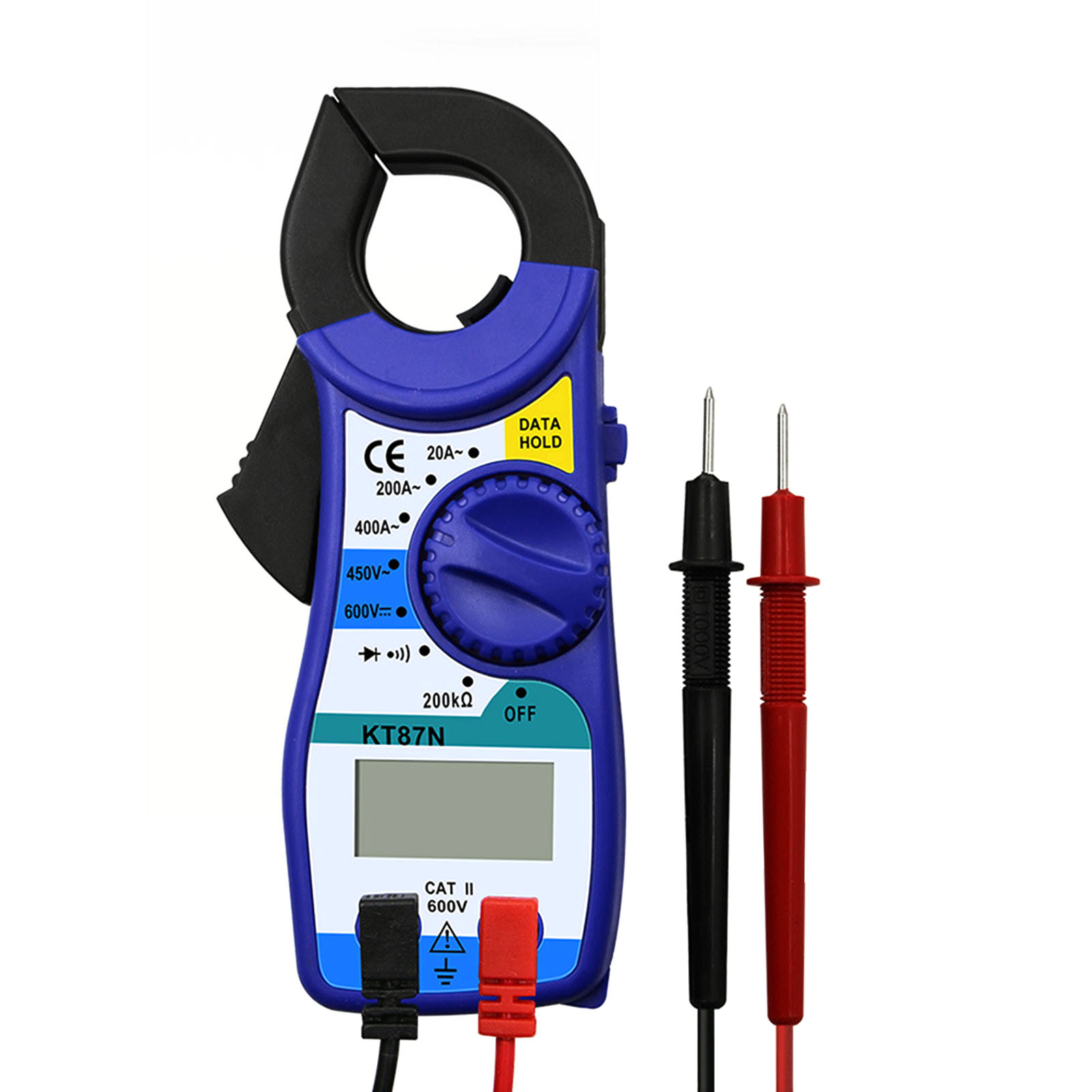 Digital Clamp Meter Multimeter Voltage Tester Measures AC/ DC Voltage AC Current Resistance Continuity Diode with Data Hold