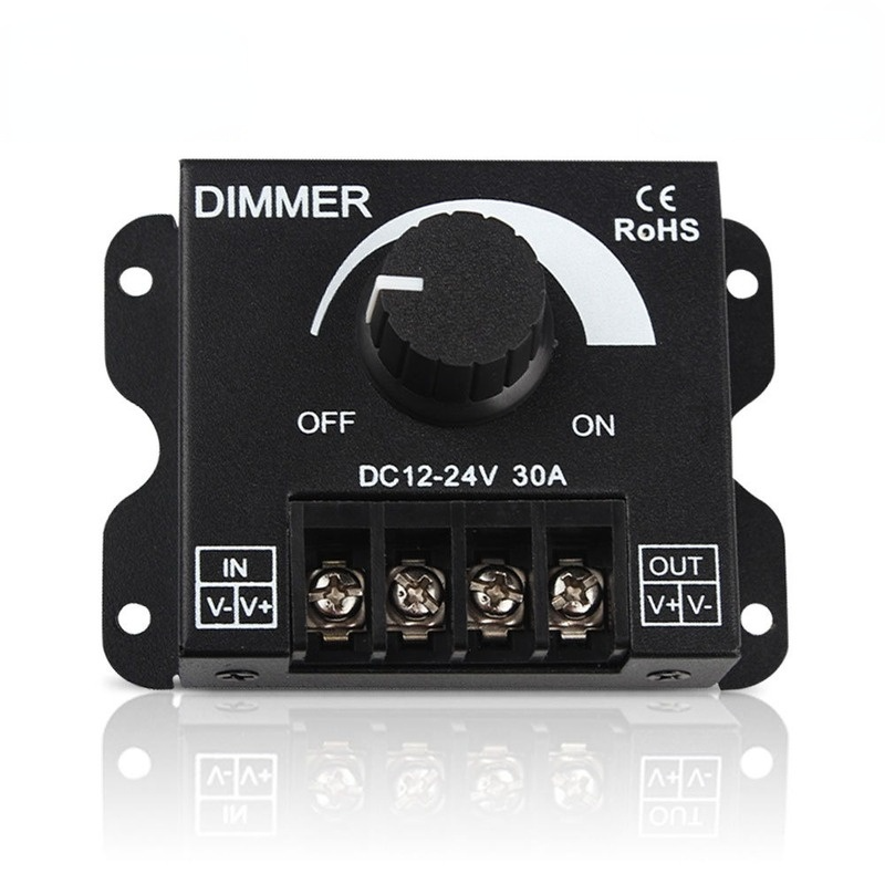LED Dimmer Monochrome rotary dimmer switch Adjustable Brightness Lamp Bulb Strip Driver Single Color Light Power Supply Controller 30A DC 12V 24V 360W