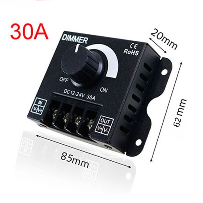 LED Dimmer Monochrome rotary dimmer switch Adjustable Brightness Lamp Bulb Strip Driver Single Color Light Power Supply Controller 30A DC 12V 24V 360W
