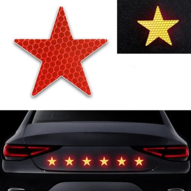 6pcs 5*5cm Intensity Grade Reflective Safety Warning Tapes Stickers Self-Adhesive  Fence Bags Outdoor Star Shape Car Stickers