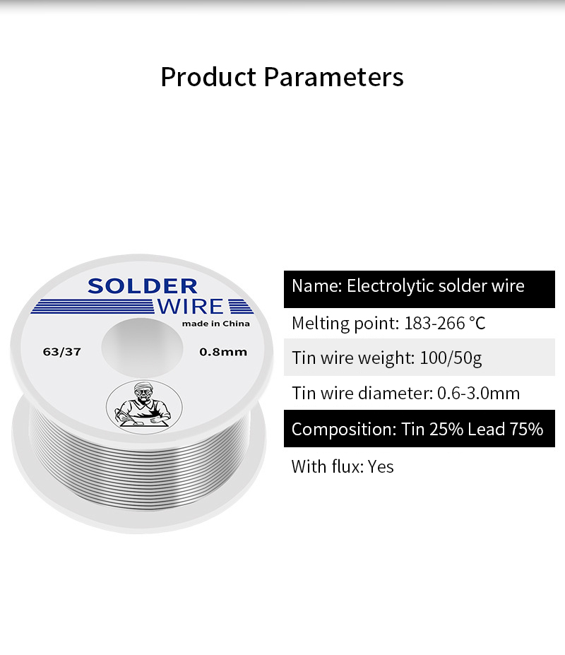 100G 0.6/0.8/1.0/1.2/1.8mm Solder Wire Tin Roll Clean Rosin Welding Core Soldering Wire Flux Reel Tube