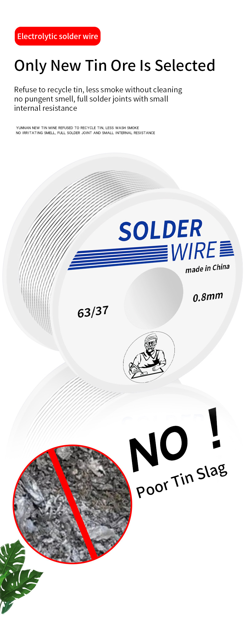100G 0.6/0.8/1.0/1.2/1.8mm Solder Wire Tin Roll Clean Rosin Welding Core Soldering Wire Flux Reel Tube