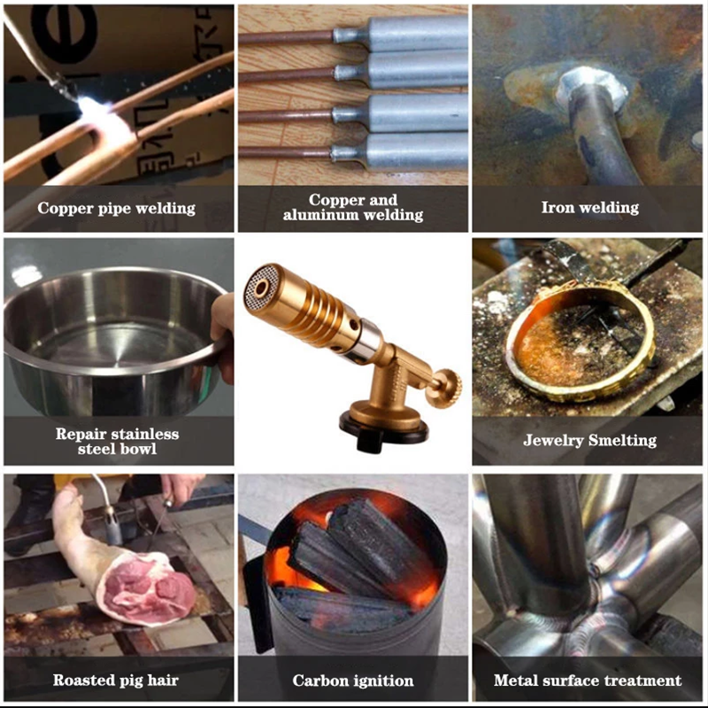 Portable Welding Torch Flame Gun High Temperature Brass Mapp Gas Torch Brazing Solder Propane Welding Plumbing