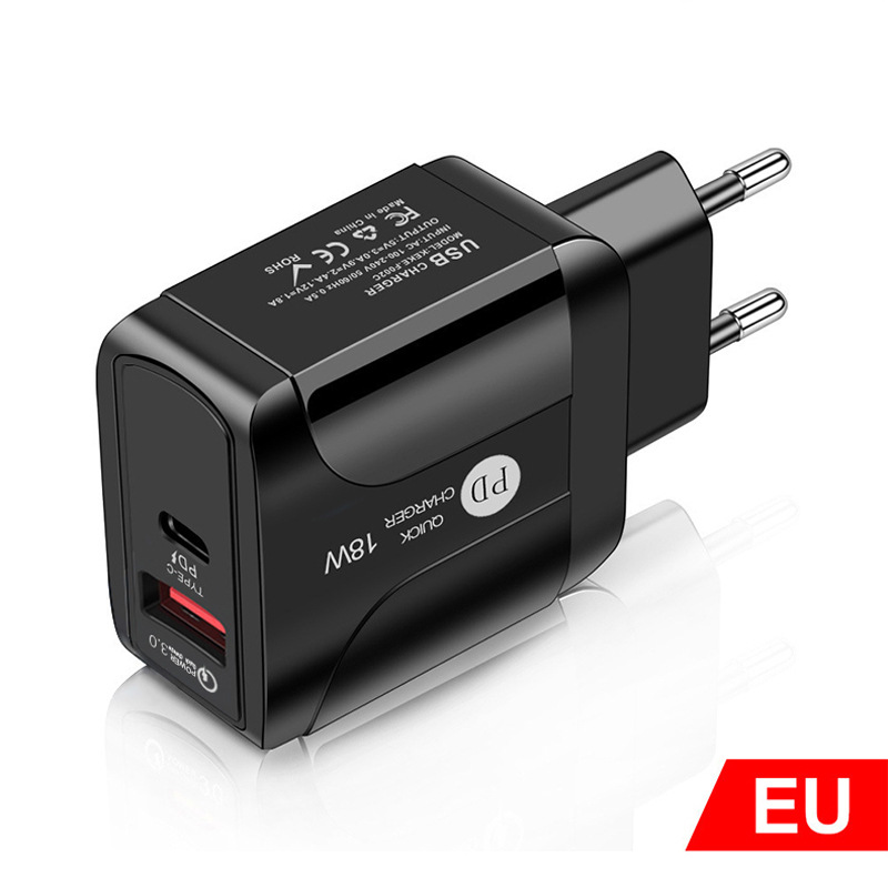 PD12W Quick Charger 5V2A Type-c Adapter Mobile Phone Charger EU US UK Charging Head PD+USB Charging Head New Travel Charger
