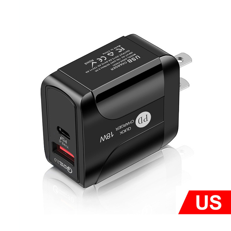 PD12W Quick Charger 5V2A Type-c Adapter Mobile Phone Charger EU US UK Charging Head PD+USB Charging Head New Travel Charger