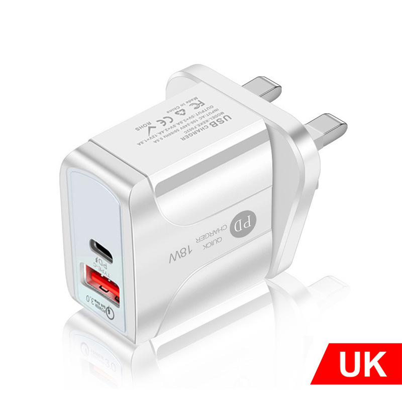PD12W Quick Charger 5V2A Type-c Adapter Mobile Phone Charger EU US UK Charging Head PD+USB Charging Head New Travel Charger