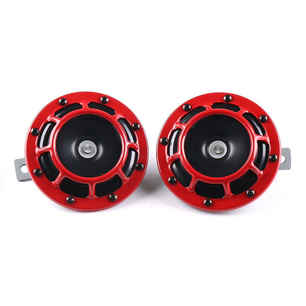 115DB Subwoofer Compact Electric Explosive Tone Air Horn Kit for Motorcycles and Automobiles 12V 2 Pieces/set Red/Black