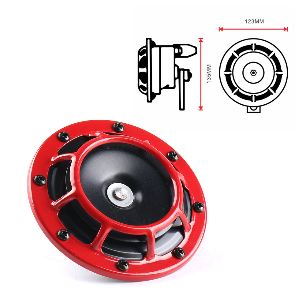 115DB Subwoofer Compact Electric Explosive Tone Air Horn Kit for Motorcycles and Automobiles 12V 2 Pieces/set Red/Black