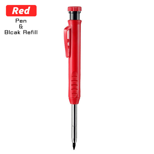 Solid Carpenter Pencil with Refill Leads and Built-in Sharpener for Deep Hole Mechanical Pencil Marker Marking Woodworking Tools