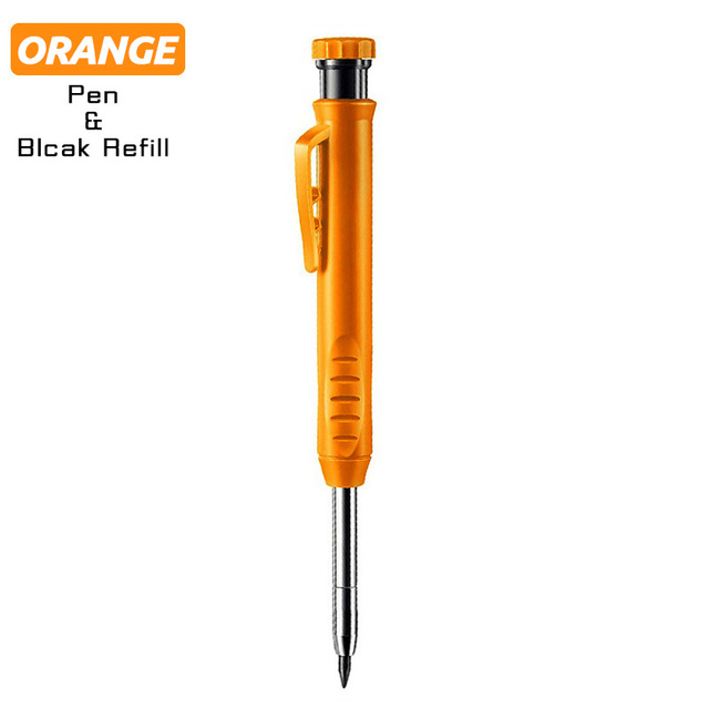 Solid Carpenter Pencil with Refill Leads and Built-in Sharpener for Deep Hole Mechanical Pencil Marker Marking Woodworking Tools