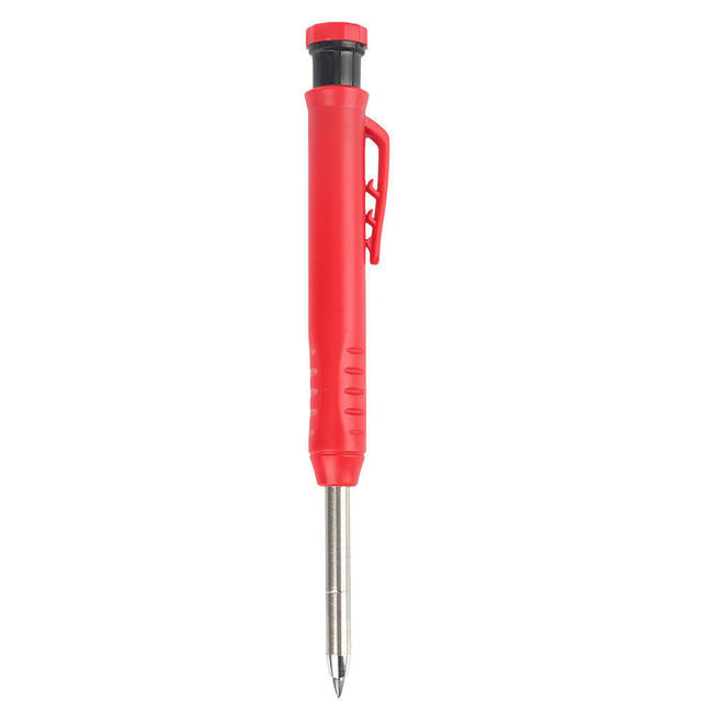 Solid Carpenter Pencil with Refill Leads and Built-in Sharpener Deep Hole Mechanical Pencil Marker Marking Woodwork Tool Kit