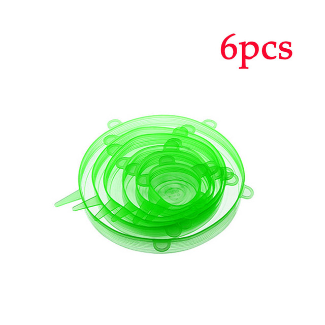 6pcs Silicone Cover Cap Stretch Lids Universal Food Wrap Cover Reusable Cookware Bowl Pot Stretch Lid Kitchen Accessories