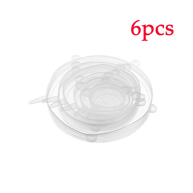 6pcs Silicone Cover Cap Stretch Lids Universal Food Wrap Cover Reusable Cookware Bowl Pot Stretch Lid Kitchen Accessories