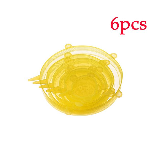 6pcs Silicone Cover Cap Stretch Lids Universal Food Wrap Cover Reusable Cookware Bowl Pot Stretch Lid Kitchen Accessories