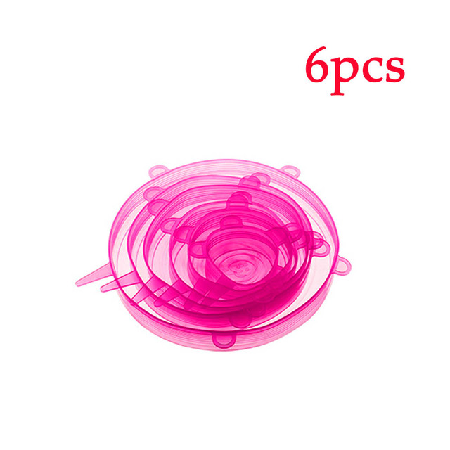 6pcs Silicone Cover Cap Stretch Lids Universal Food Wrap Cover Reusable Cookware Bowl Pot Stretch Lid Kitchen Accessories