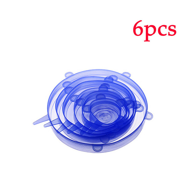 6pcs Silicone Cover Cap Stretch Lids Universal Food Wrap Cover Reusable Cookware Bowl Pot Stretch Lid Kitchen Accessories