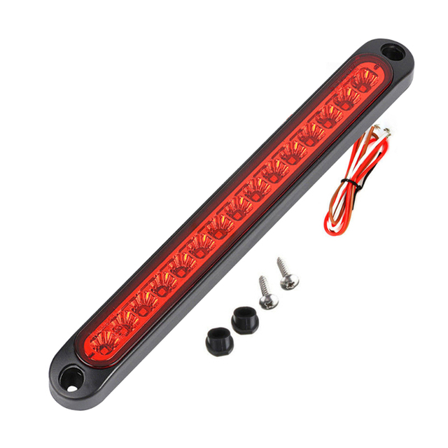 Car LED Third 3RD Brake Lights Bar Ultra-thin Rear Parking Signal Lamp Truck High Mount Stop Warning Light Universal 24V 12V Red