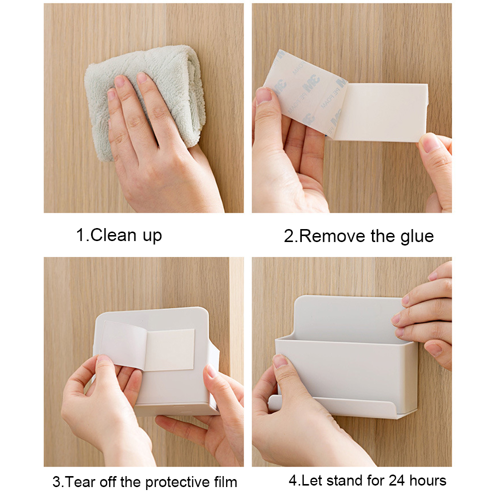 Wall Mounted Organizer Storage Box Remote Control Air Conditioner Storage Case Mobile Phone Plug Holder Stand Container Rack