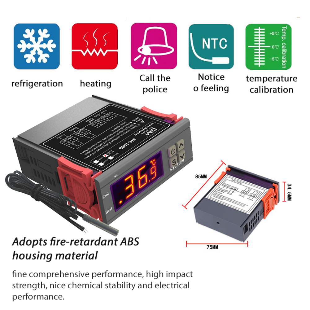 Digital Temperature Controller STC-1000 Temperature Regulator Refrigerator Support Heating Cooling Temperature Correction