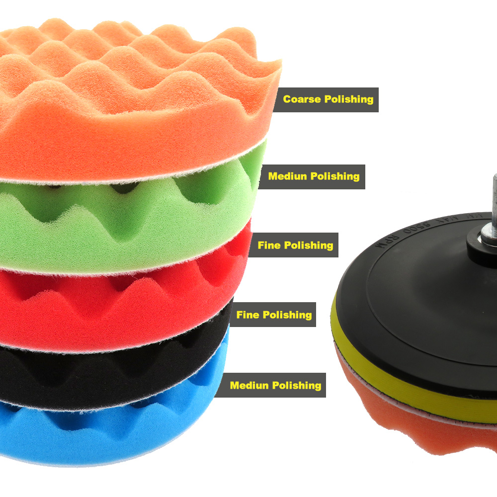 7Pcs 3inch Buffing Pad Set Thread  Auto Car Repair Polishing pad Kit for Car Polisher+Drill Adaptor Power Tools accessories