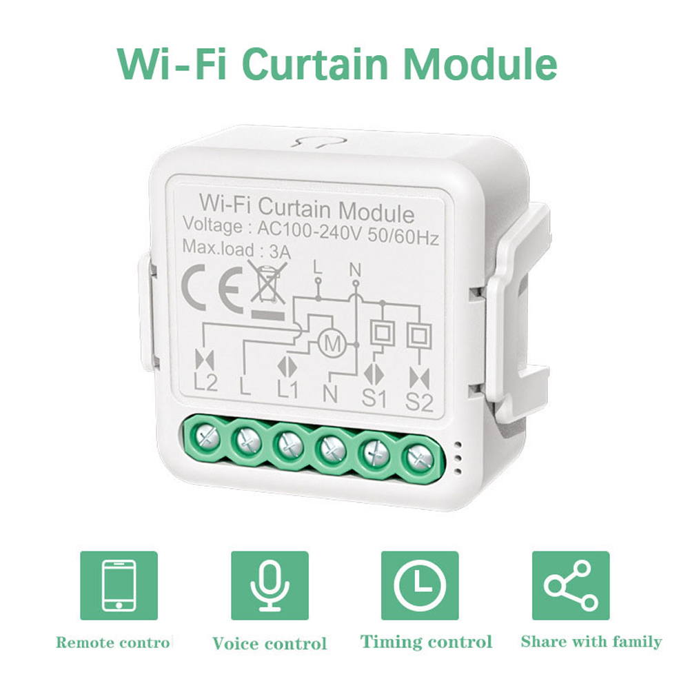 Tuya WiFi Intelligent Curtain Switch Module Intelligent Home Modification Module Mobilephone APP Remotes Control Voice C